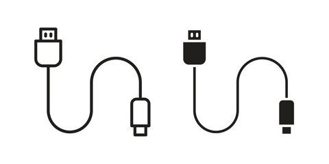 Phone cable icon. vector flat and line symbols. Vector Graphics.