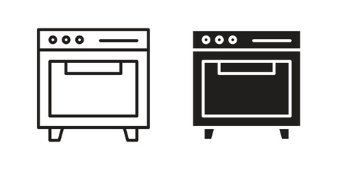 Oven icon. vector flat and line symbols. Vector Graphics.