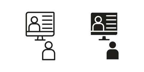 Online course icon. vector flat and line symbols. Vector Graphics.