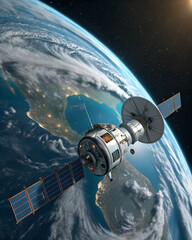 Space Satellite Orbiting Earth Illustration