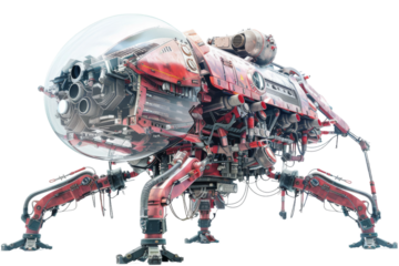 HD image of sci fi machine isolated on transparent surface