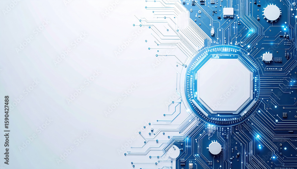 Aufkleber detailed circuit board design featuring intricate pathways and components, showcasing blend of techn