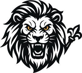 Fototapeta premium Fierce and regal, this AI-generated EPS lion vector design roars with bold detail and strength—perfect for tattoos, logos, or apparel. Unleash royalty—download now! 