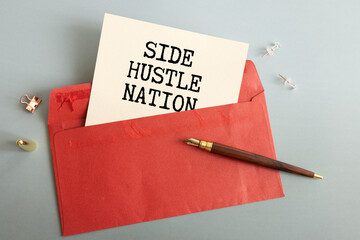 Side hustle text on notepad with spring. near glasses.