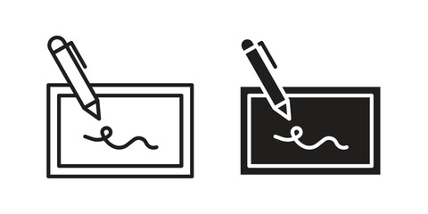 Electronic signature icon. vector flat and line symbols. Vector Graphics.