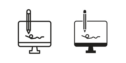 Electronic signature icon. vector flat and line symbols. Vector Graphics.