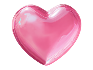 Pink glass heart shape romantic love symbol valentine, Isolated On Transparent Background, Png