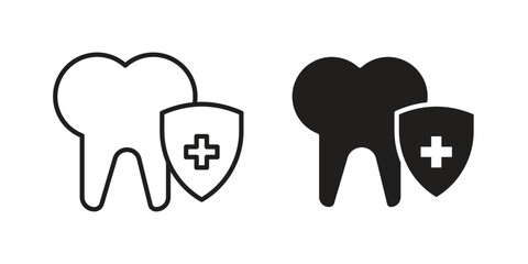 Dental insurance icon. vector flat and line symbols. Vector Graphics.