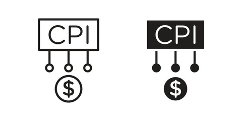 Consumer prices index icon. vector flat and line symbols. Vector Graphics.