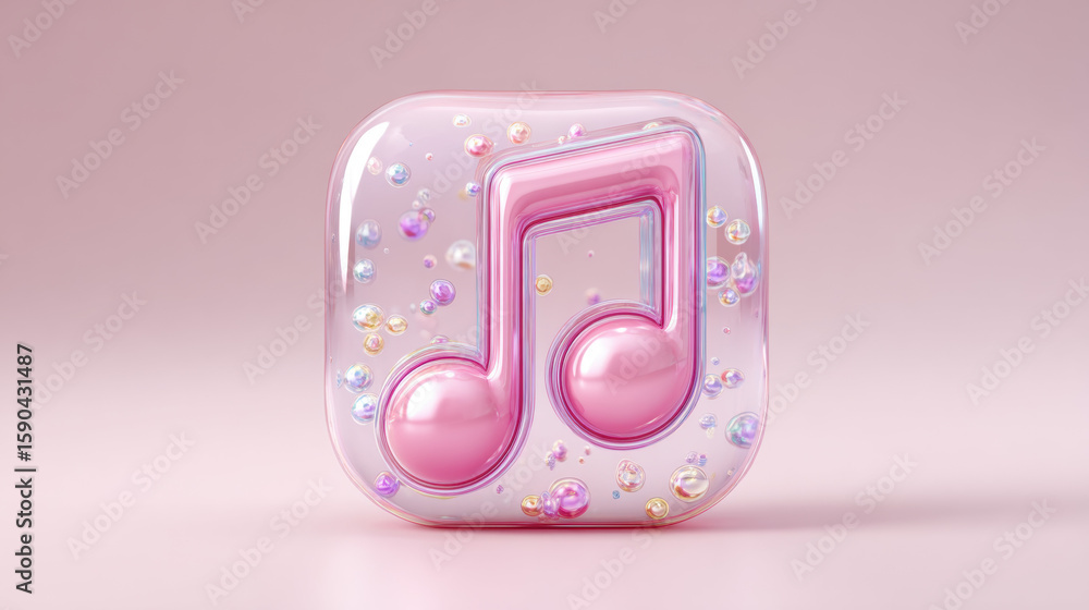 Poster melody, modern ui-style music note icon with fluid elements designed for digital applications.