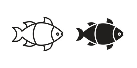 Clown fish icon. vector flat and line symbols. Vector Graphics.