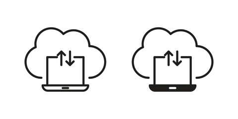 Cloud computing icon. vector flat and line symbols. Vector Graphics.