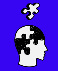 Puzzle Piece Completing the Cognitive Picture of Human Identity. Minimal artwork illustrating self discovery and the search for the missing element in personal wholeness
