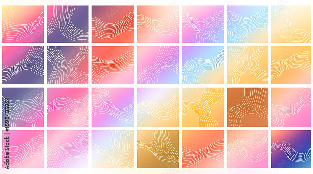 Poster a mosaic of colorful gradient backgrounds creates a visually appealing texture, blending abstract pa