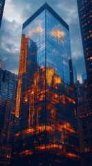 Obraz premium Modern glass building urban reflection illustration images