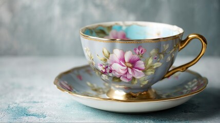 Fototapeta premium Floral teacup and saucer set