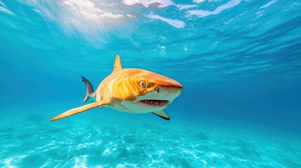 Nurse shark gliding effortlessly through sunlit tropical waters