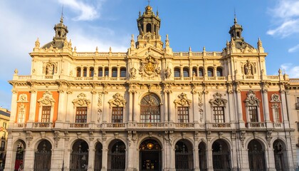 Obraz premium Ornate building facade in sunlight