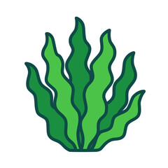 Stylized seaweed illustration with layered green shades. Ideal for marine life visuals.