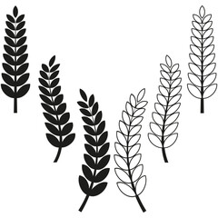 Wheat corner illustration. Grain branch design. Cereal plant Vector. Agriculture element graphic