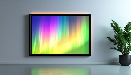 Fototapeta premium 額縁と幻想的なオーロラの壁紙