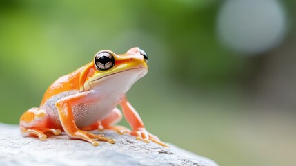 Fototapeta premium Vibrant Madagascar tomato frog showcasing unique features in profile view