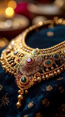 Obraz premium Ornate gold necklace, detailed close-up