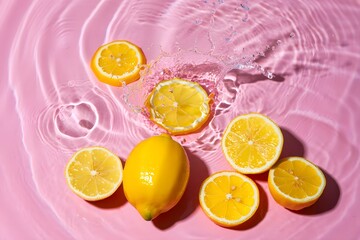 Lemon Splash - Citrus Fruit in Pink Water