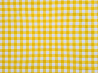 Yellow and White Checkered Fabric Texture Background