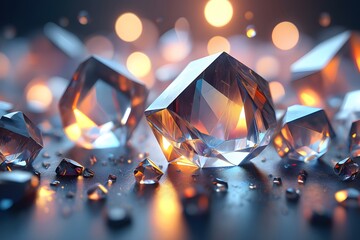Sparkling Diamond Jewels and Gemstones in Abstract Composition