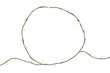 Glowing christmas lights string forming circle on transparent background, creating festive atmosphere