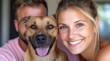 Young couple visits animal shelter to adopt an adorable rescue dog