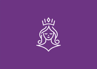 Line art queen logo for luxury, elegance, or feminine brand identities.