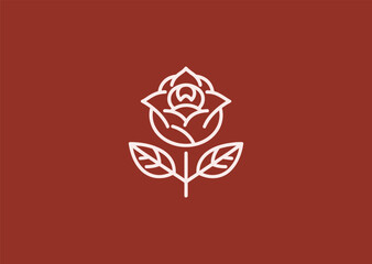 Line rose logo for elegance, romance, or natural product branding.