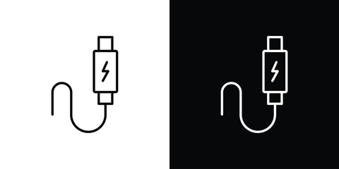 USB type c icon. Editable stroke. Icon for web.