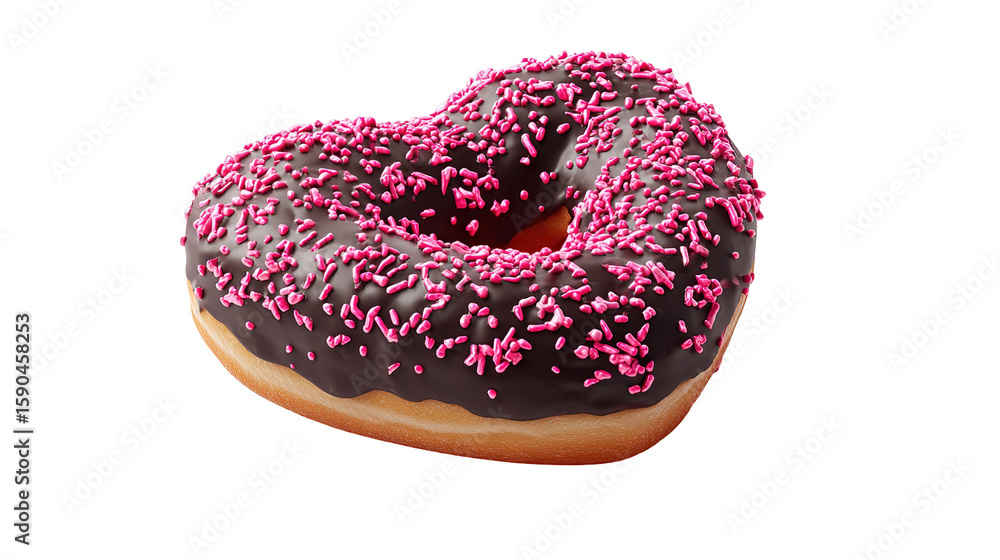 Poster flying frosted sprinkled donuts. set of multicolored doughnuts with sprinkles isolate on color backg