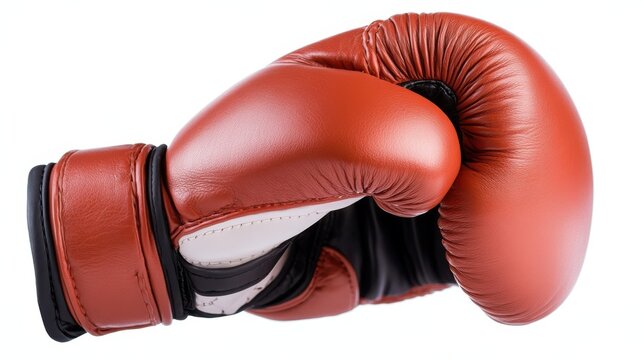 Striking red boxing glove on a crisp white backdrop showcasing athleticism - Powered by Adobe