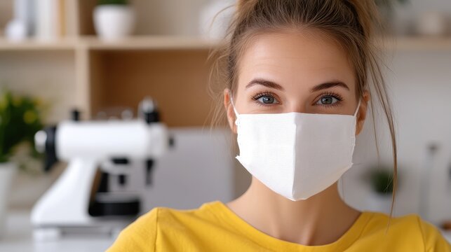 Sewing face masks in a cozy home studio during the pandemic - Powered by Adobe