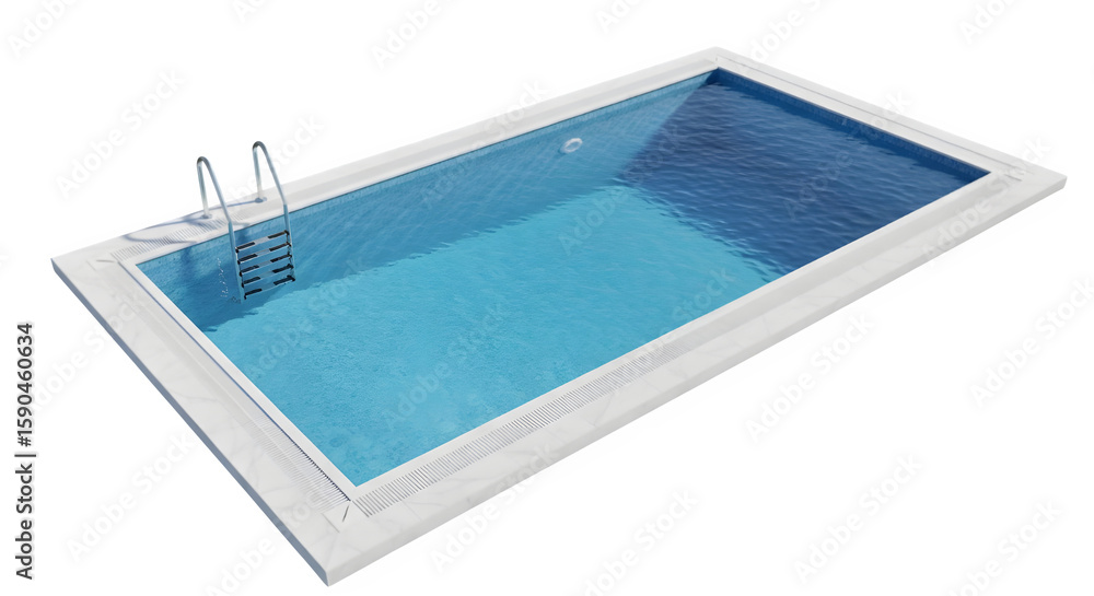 Fototapete serene turquoise swimming pool with a ladder on a transparent background, ready for integration into