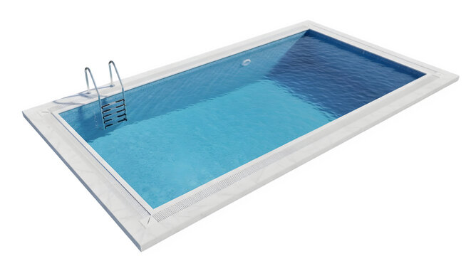 Serene turquoise swimming pool with a ladder on a transparent background, ready for integration into various scenes, bringing a touch of summer and relaxation to your projects.