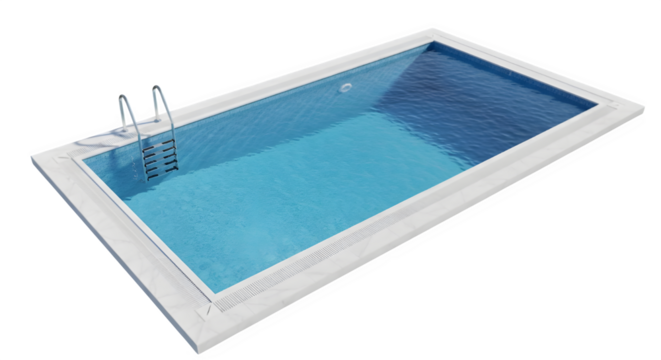 Serene turquoise swimming pool with a ladder on a transparent background, ready for integration into various scenes, bringing a touch of summer and relaxation to your projects.