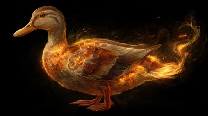 Flaming duck illustration
