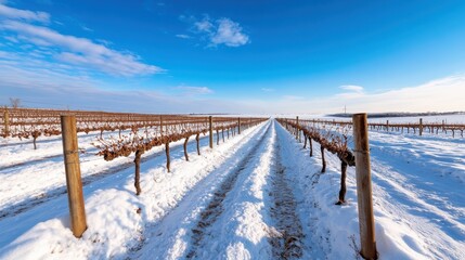 Vineyards blanketed in snow showcasing winter's quiet beauty in Puglia