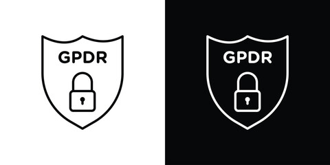 GDPR shield icon. Editable stroke. Icon for web.