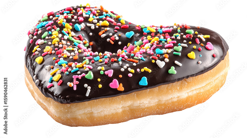 Poster flying frosted sprinkled donuts. set of multicolored doughnuts with sprinkles isolate on color backg