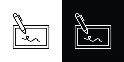 Electronic signature icon. Editable stroke. Icon for web.
