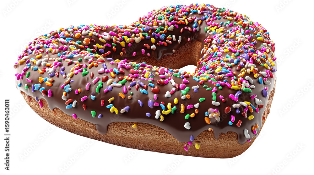 Poster flying frosted sprinkled donuts. set of multicolored doughnuts with sprinkles isolate on color backg