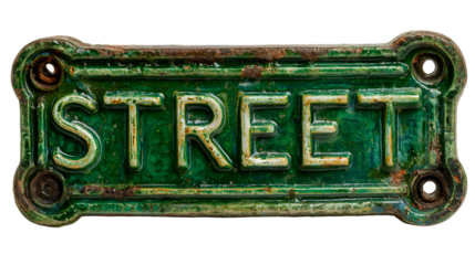 green street sign, cut out