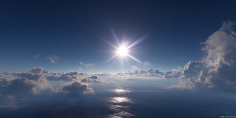 Stunning 360 degrees hdr panorama of the sky above the ocean captured in high-quality hdri