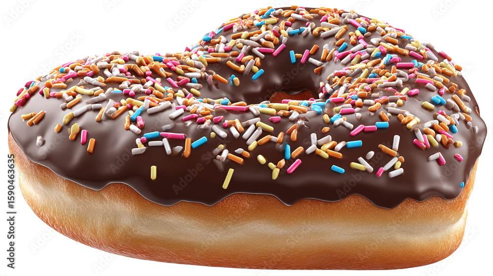 Poster flying frosted sprinkled donuts. set of multicolored doughnuts with sprinkles isolate on color backg